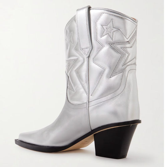 Paris Texas Gray Leather Women Ankle Boot