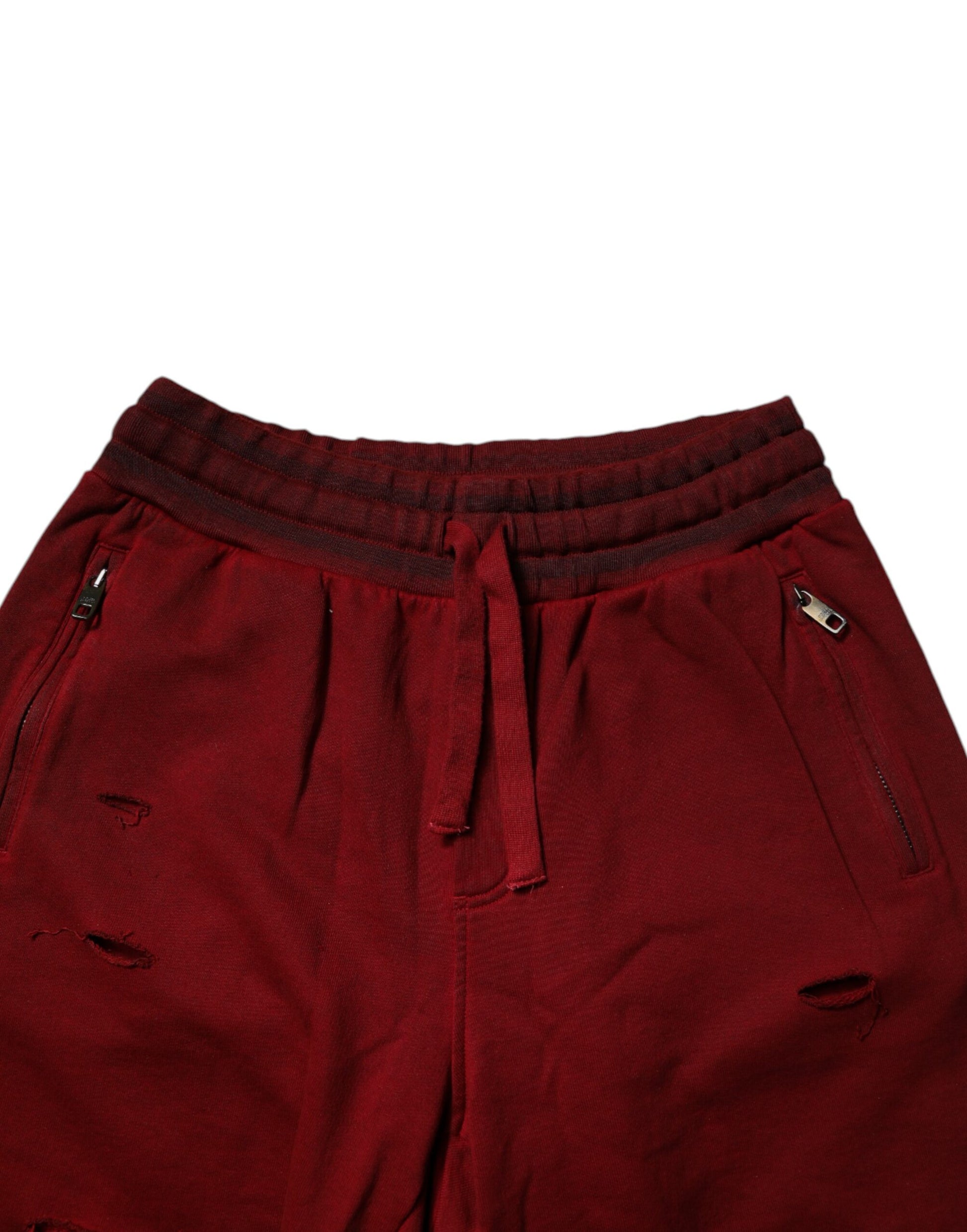 Dolce & Gabbana Maroon Rip Style Bermuda Sweatshorts Shorts