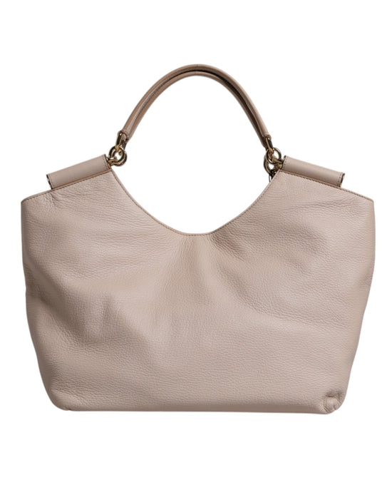 Dolce & Gabbana Light Pink Deer Leather Logo Plaque Tote Top Handle Bag