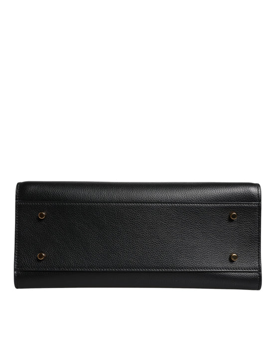 Versace Black Large Leather Top Handle Shoulder Crossbody Bag