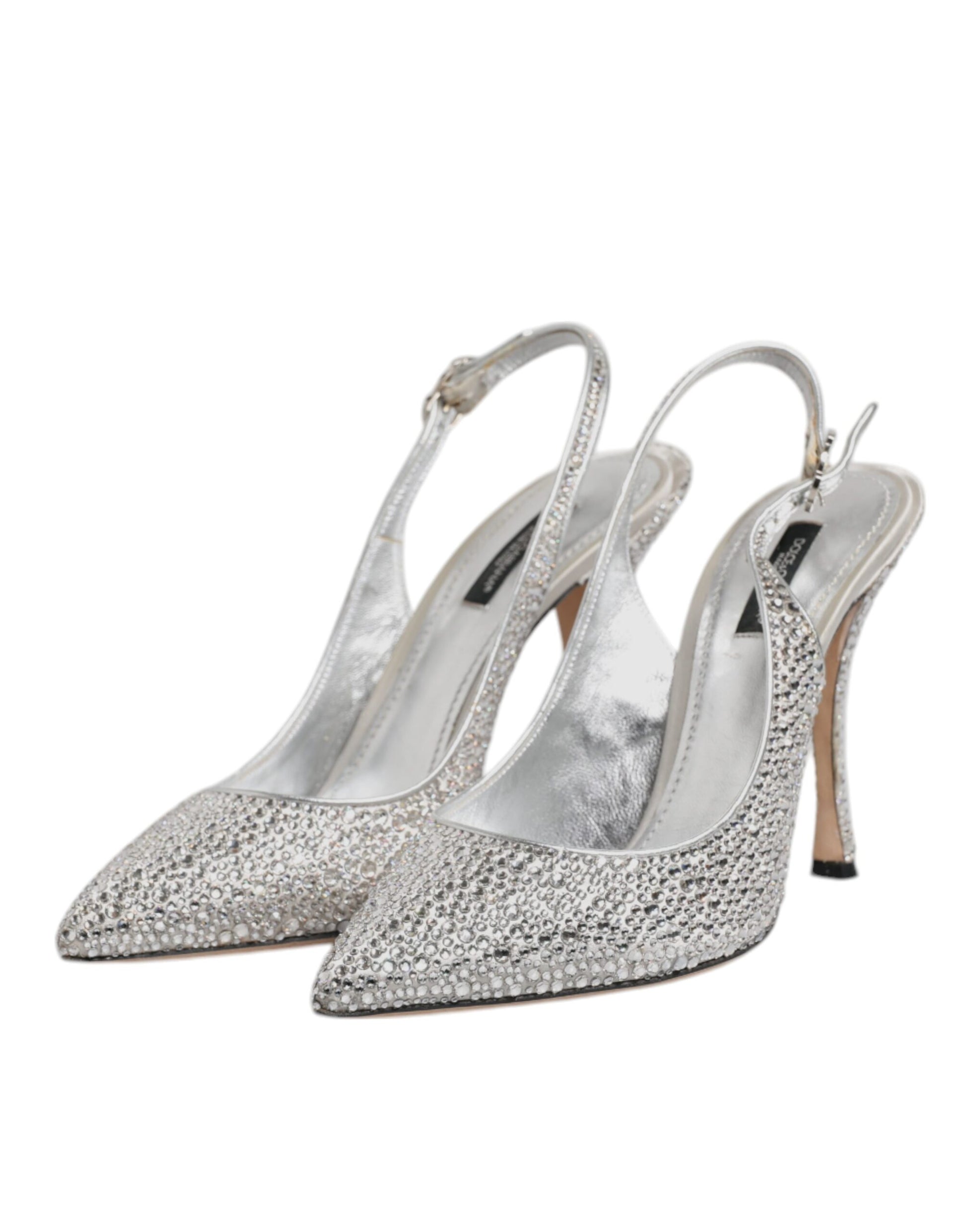 Dolce & Gabbana Silver Crystal Embellish Stiletto Heels Shoes