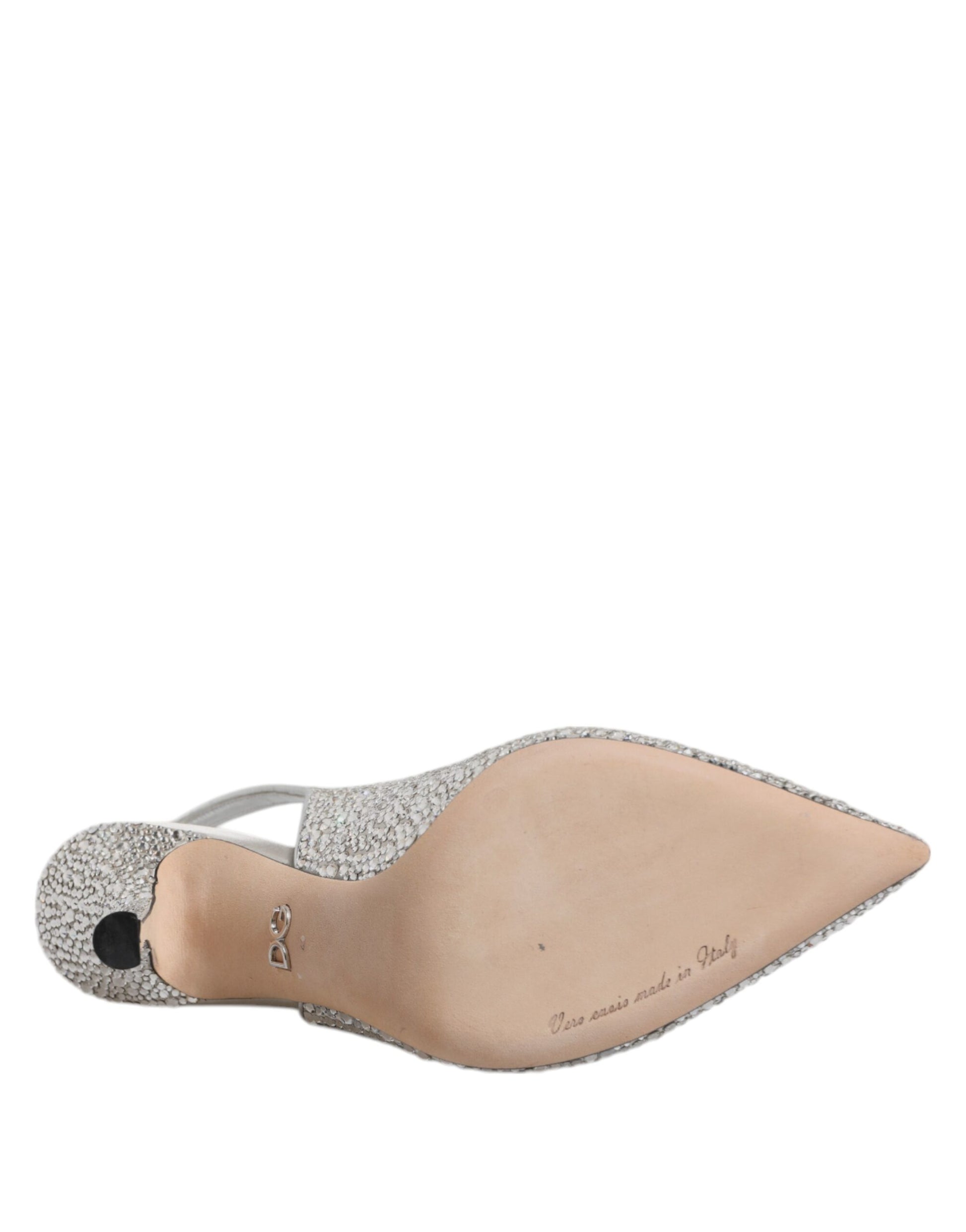 Dolce & Gabbana Silver Crystal Embellish Stiletto Heels Shoes