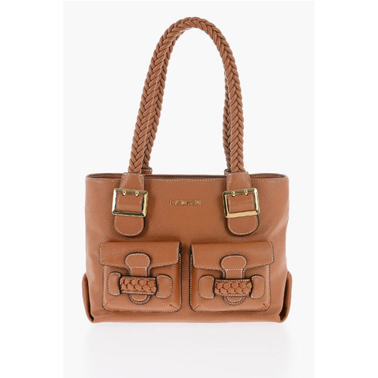 Moschino LOVE Faux Leather Shoulder Bag with Braided Handle