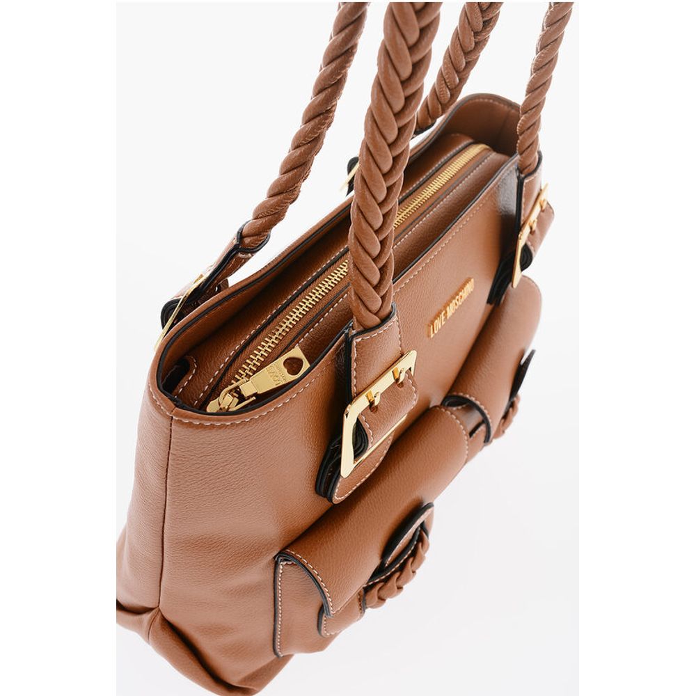 Moschino LOVE Faux Leather Shoulder Bag with Braided Handle