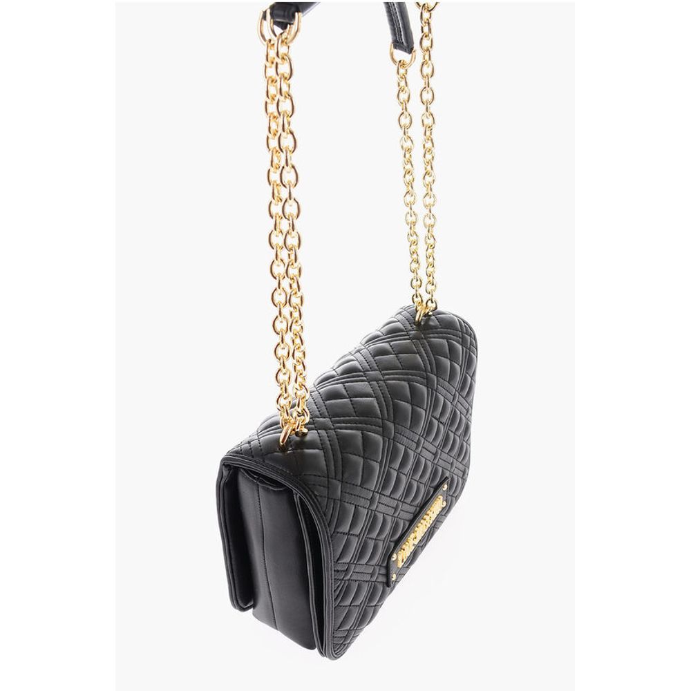 Moschino LOVE Quilted Faux Leather Bag with Chain Shoulder Strap
