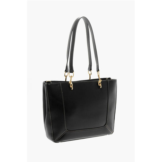Moschino LOVE Faux Leather Tote Bag with Visible Stitching