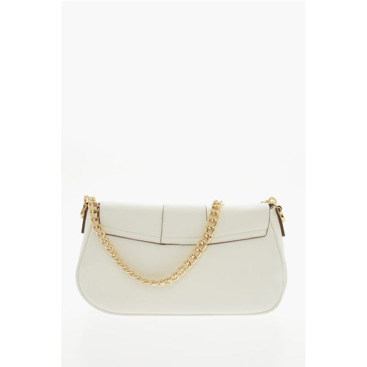 Moschino LOVE Textured Faux Leather Shoulder Bag with Clamp Front