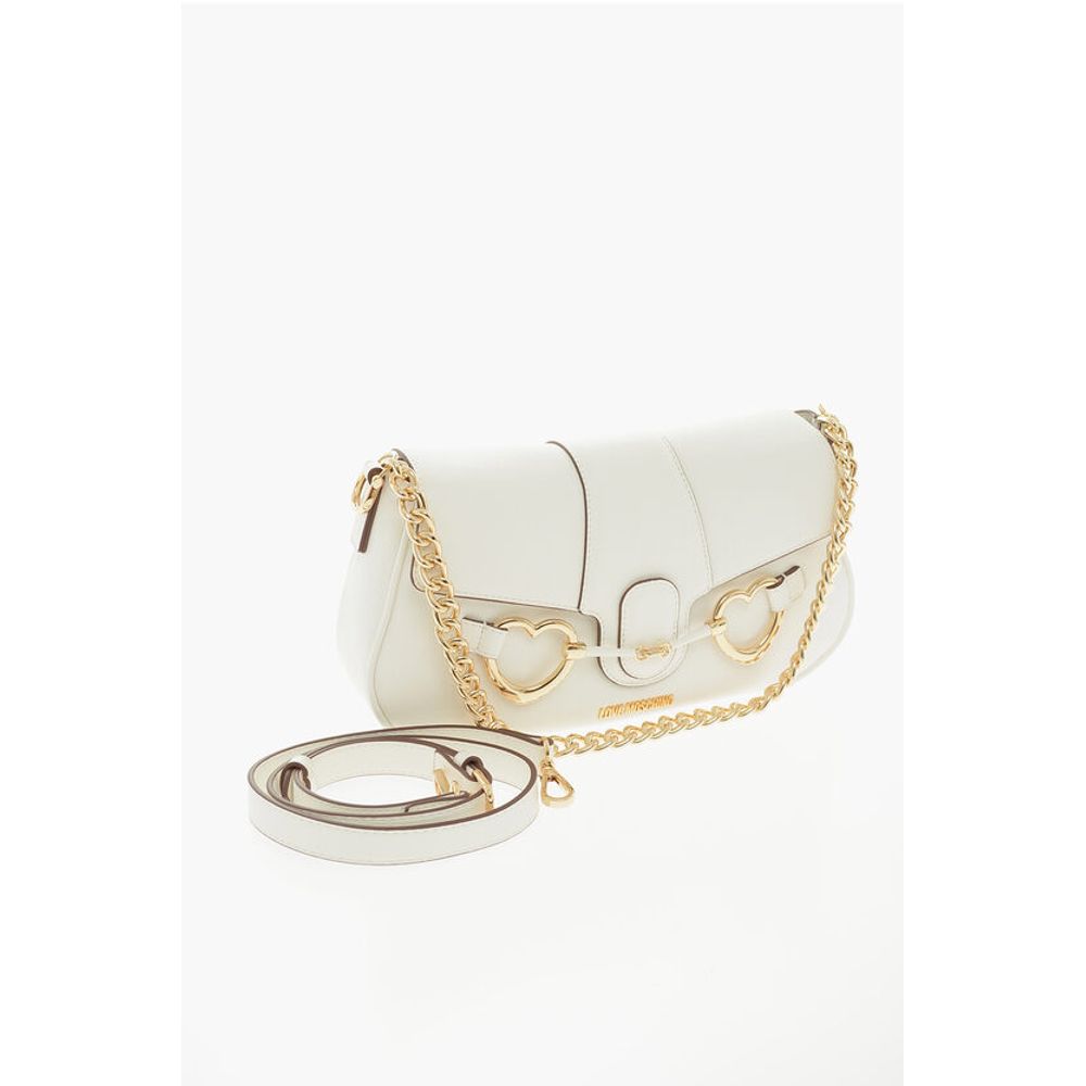 Moschino LOVE Textured Faux Leather Shoulder Bag with Clamp Front