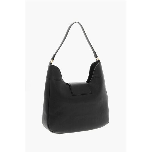 Moschino LOVE Textured Faux Leather Hobo Bag with Maxi Heart-Shaped C