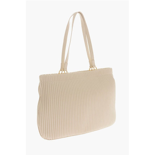 Moschino LOVE Pleated Faux Leather Tote Bag