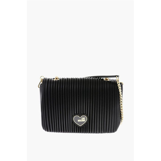 Moschino LOVE Faux Leather Shoulder Bag with Golden Chain