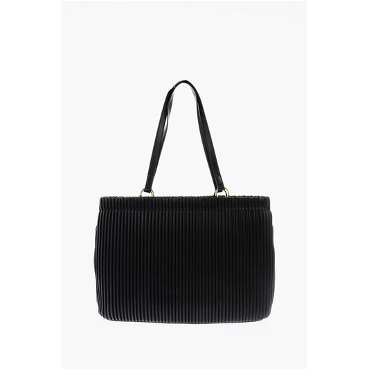 Moschino LOVE Pleated Faux Leather Tote Bag