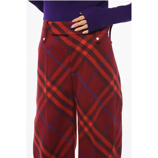 Burberry Tartan Virgin Wool Pants with Hidden Fastening