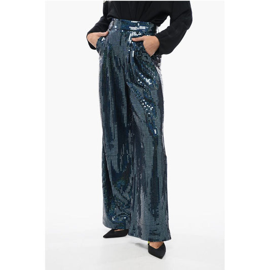 New Arrivals All-Over Sequined Wide-Leg Pants with Pleats
