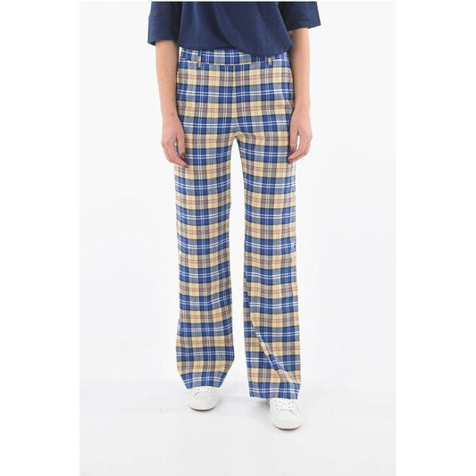 Woolrich Tartan Checked Palazzo Pants with Belt Loops