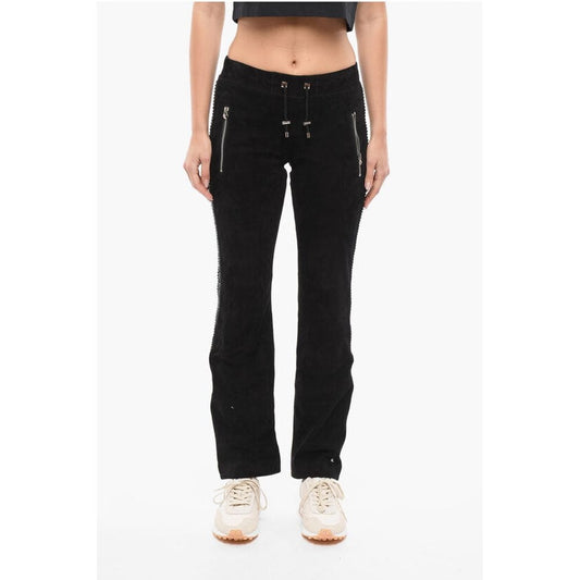 Philipp Plein Suede TOO GOOD Sweatpants with Crystals