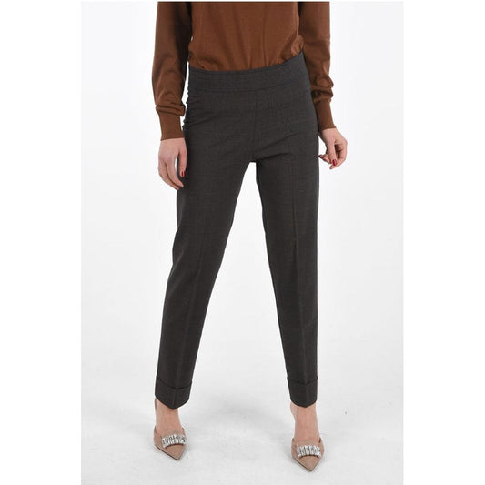 Avenue Montaigne district check cuffed hem trousers