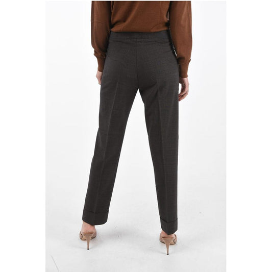 Avenue Montaigne district check cuffed hem trousers