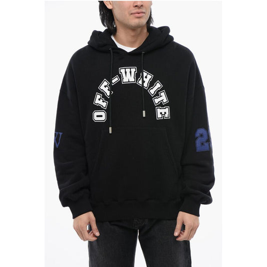 Off-White Brushed Cotton FOOTBALL Printed Hoodie