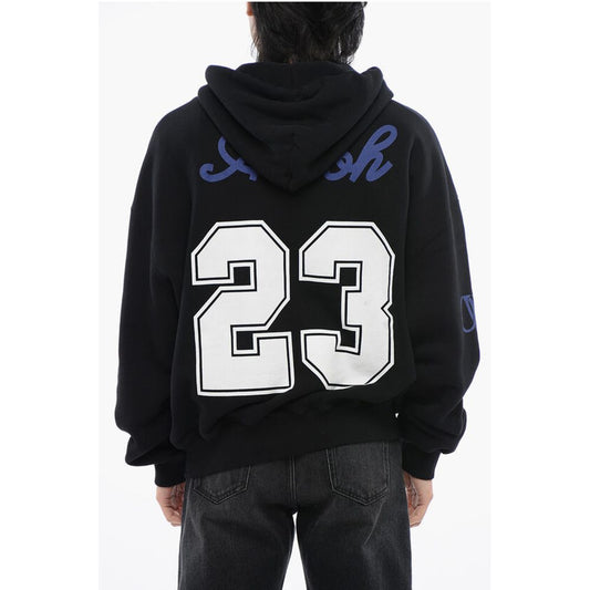 Off-White Brushed Cotton FOOTBALL Printed Hoodie