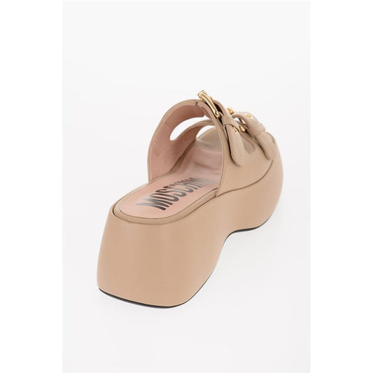 Moschino COUTURE! Leather DOLLY75 Sandals with Golden-Effect Double B