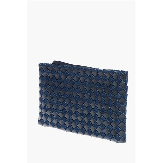 Bottega Veneta Woven Leather and Denim ABYSS Pouch