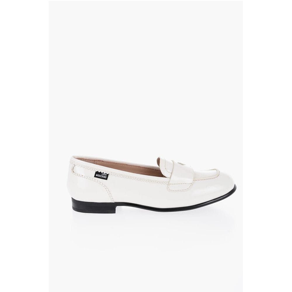 Moschino LOVE Patent Leather COLLEGE Penny Loafers with Round Toe