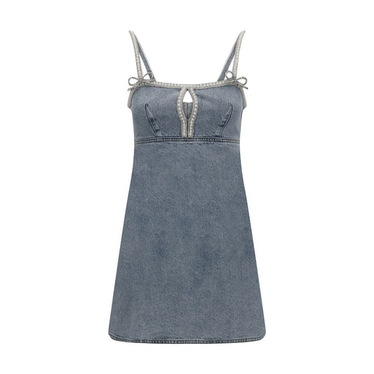 Self-Portrait Denim mini Dress with pearls