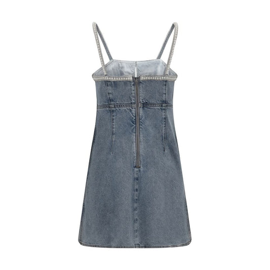 Self-Portrait Denim mini Dress with pearls