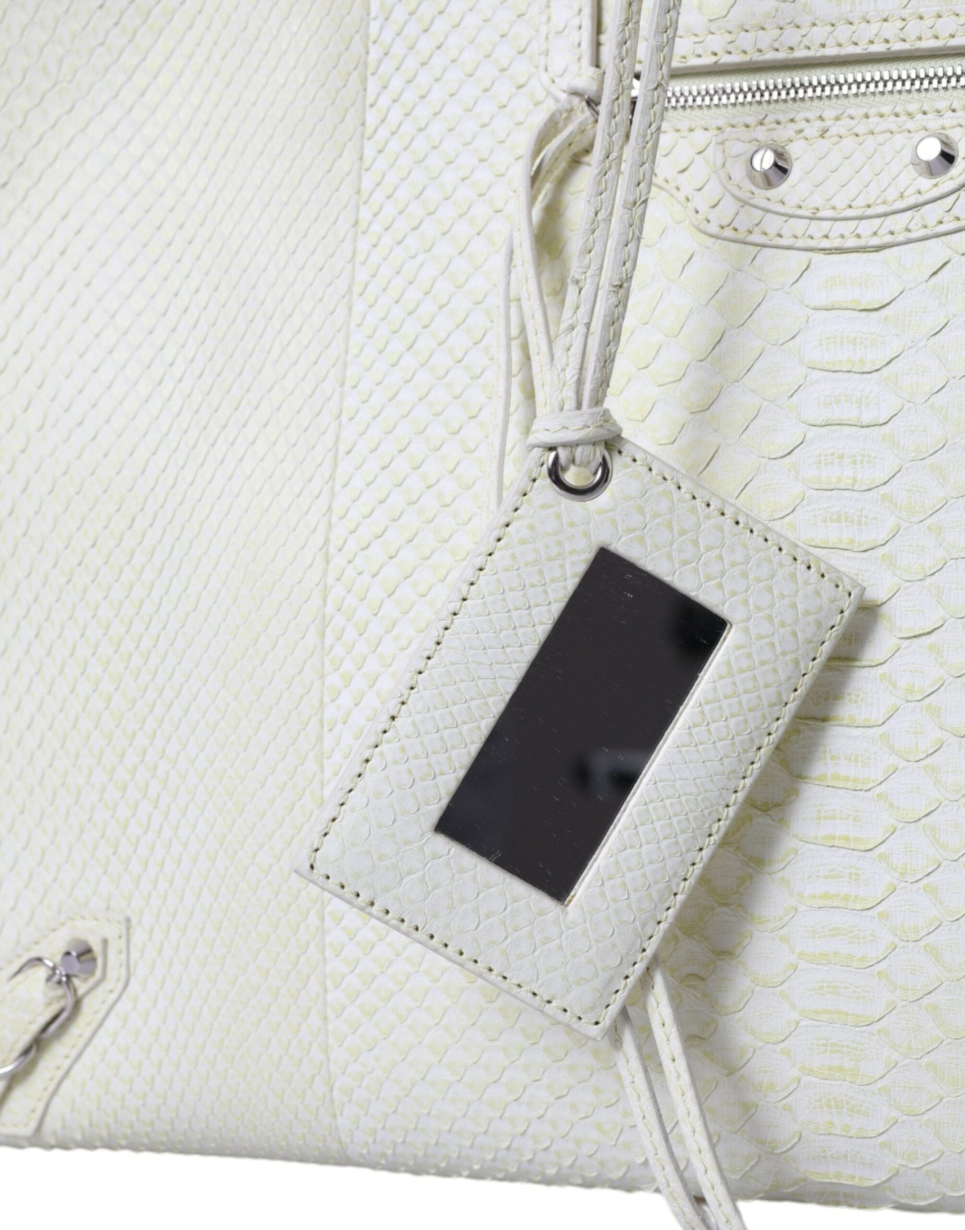 Balenciaga Balenciaga Chic Python Leather Tote in White & Yellow