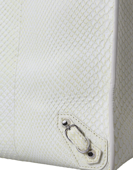 Balenciaga Balenciaga Chic Python Leather Tote in White & Yellow