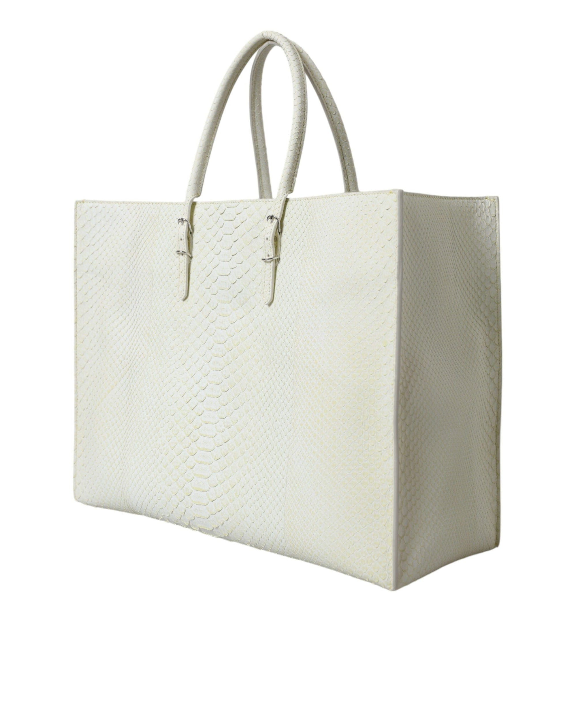 Balenciaga Balenciaga Chic Python Leather Tote in White & Yellow