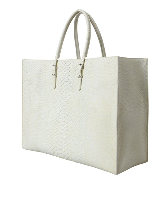Balenciaga Balenciaga Chic Python Leather Tote in White & Yellow