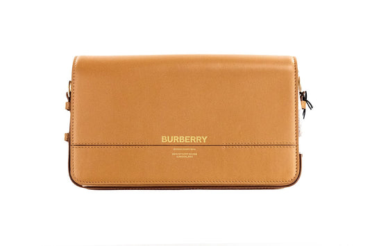 Burberry Burberry Grace Small Nutmeg Smooth Leather Flap Crossbody Clutch Handbag Purse