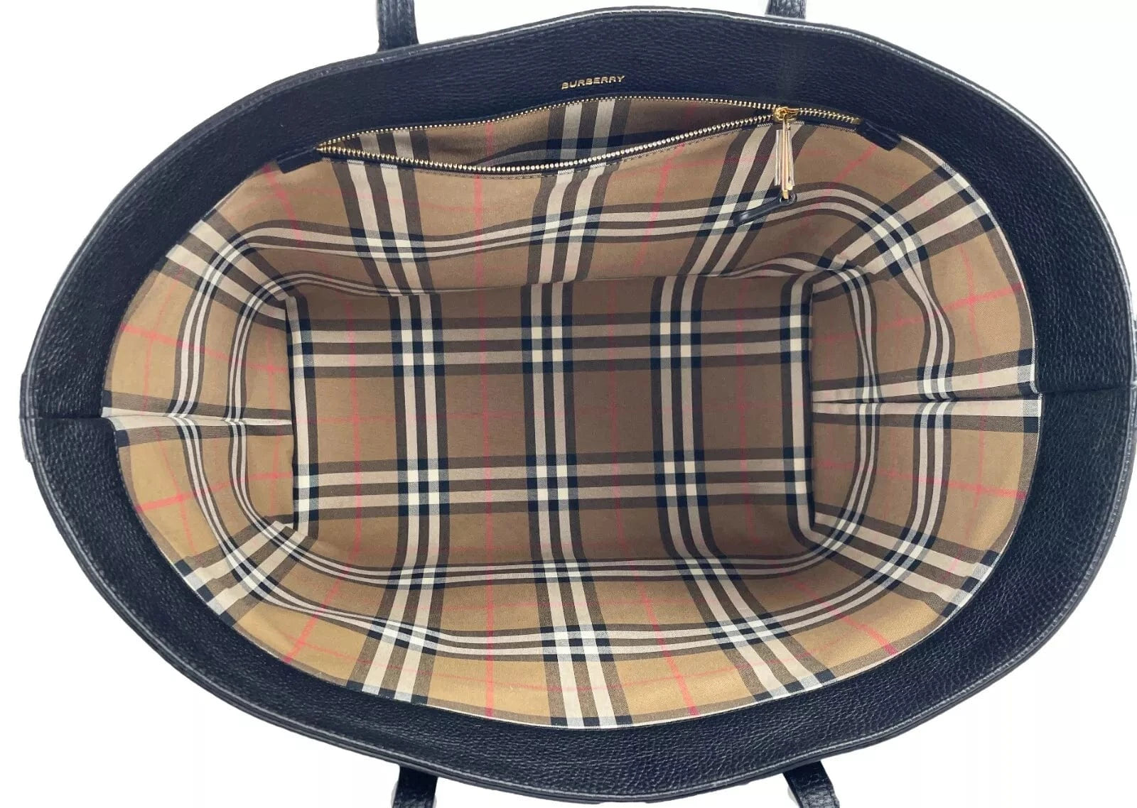 Burberry Burberry Medium Grainy Leather Black Tote Bag Purse