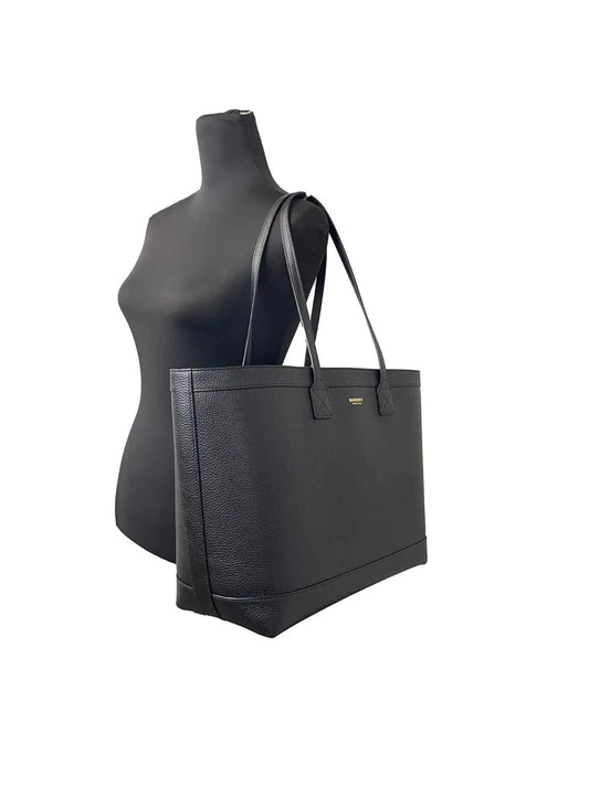 Burberry Burberry Medium Grainy Leather Black Tote Bag Purse