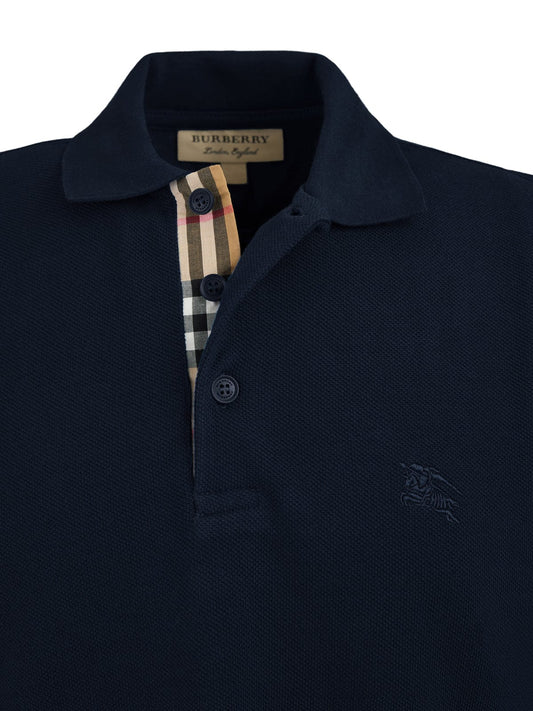 Burberry Burberry Navy Blue Cotton Collared Polo Shirt