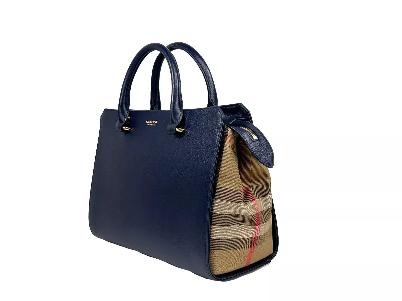 Burberry Burberry Small Banwell Leather Tote Bag Purse Blue