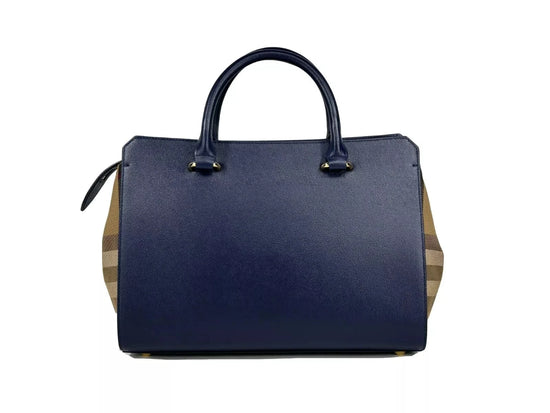 Burberry Burberry Small Banwell Leather Tote Bag Purse Blue