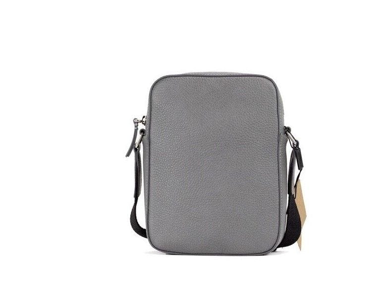 Burberry Burberry Thornton Small Grey Embossed Logo Grainy Leather Crossbody Handbag