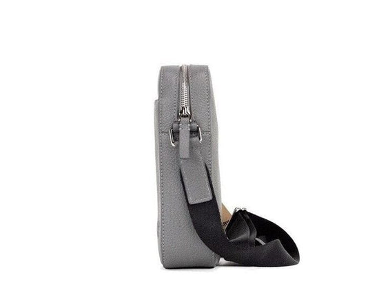 Burberry Burberry Thornton Small Grey Embossed Logo Grainy Leather Crossbody Handbag