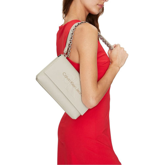 Calvin Klein Jeans Calvin Klein Jeans Beige Faux Leather Shoulder Bag