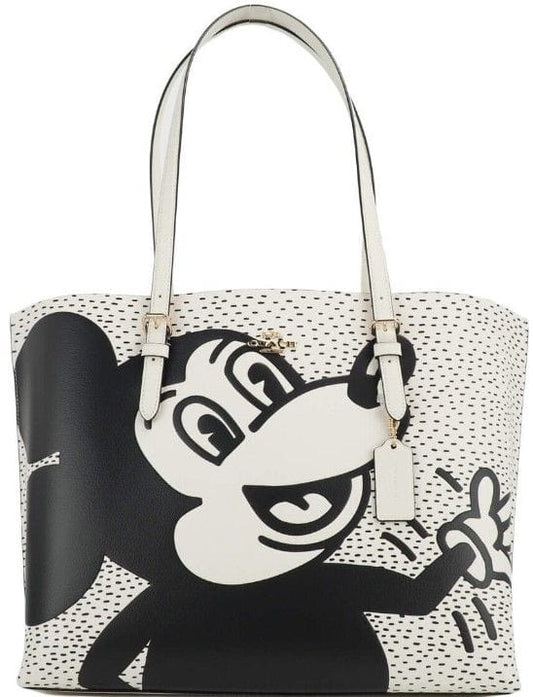 COACH COACH (C6978) Mickey Mouse X Keith Haring Mollie Large Leather Shoulder Tote Bag