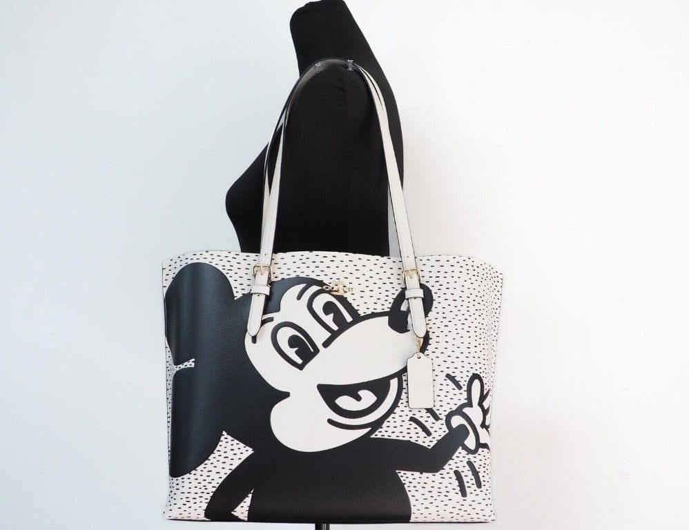 COACH COACH (C6978) Mickey Mouse X Keith Haring Mollie Large Leather Shoulder Tote Bag