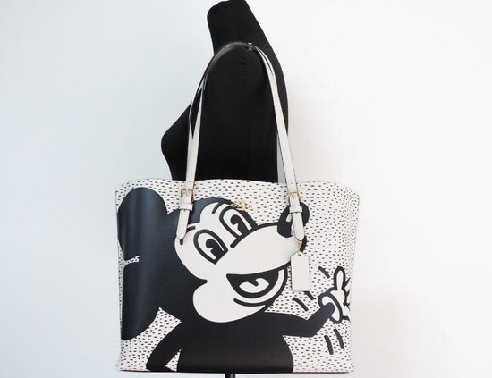 COACH COACH (C6978) Mickey Mouse X Keith Haring Mollie Large Leather Shoulder Tote Bag