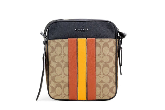 COACH COACH Hudson 21 Signature Varsity Stripe Coated Canvas Crossbody Bag