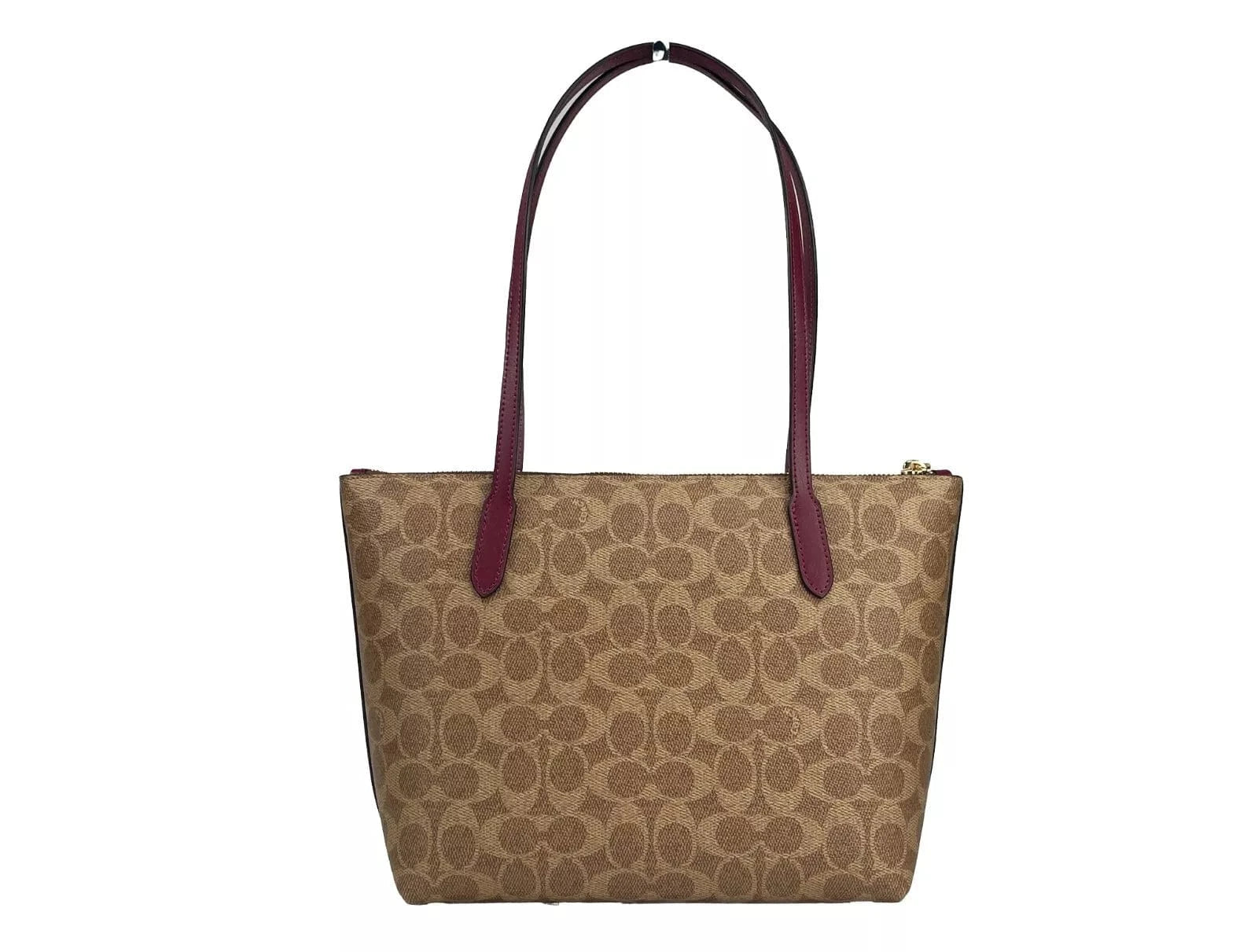 COACH COACH Signature Canvas Fiona Zip Tote Bag Brown