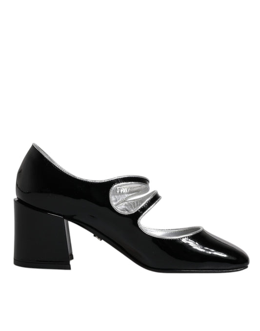 Dolce & Gabbana 35 Dolce & Gabbana Black Patent Leather Crystal Mary Jane Pumps Shoes