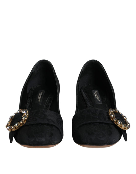 Dolce & Gabbana 37.5 Dolce & Gabbana Black Brocade Crystals Heels Pumps Shoes