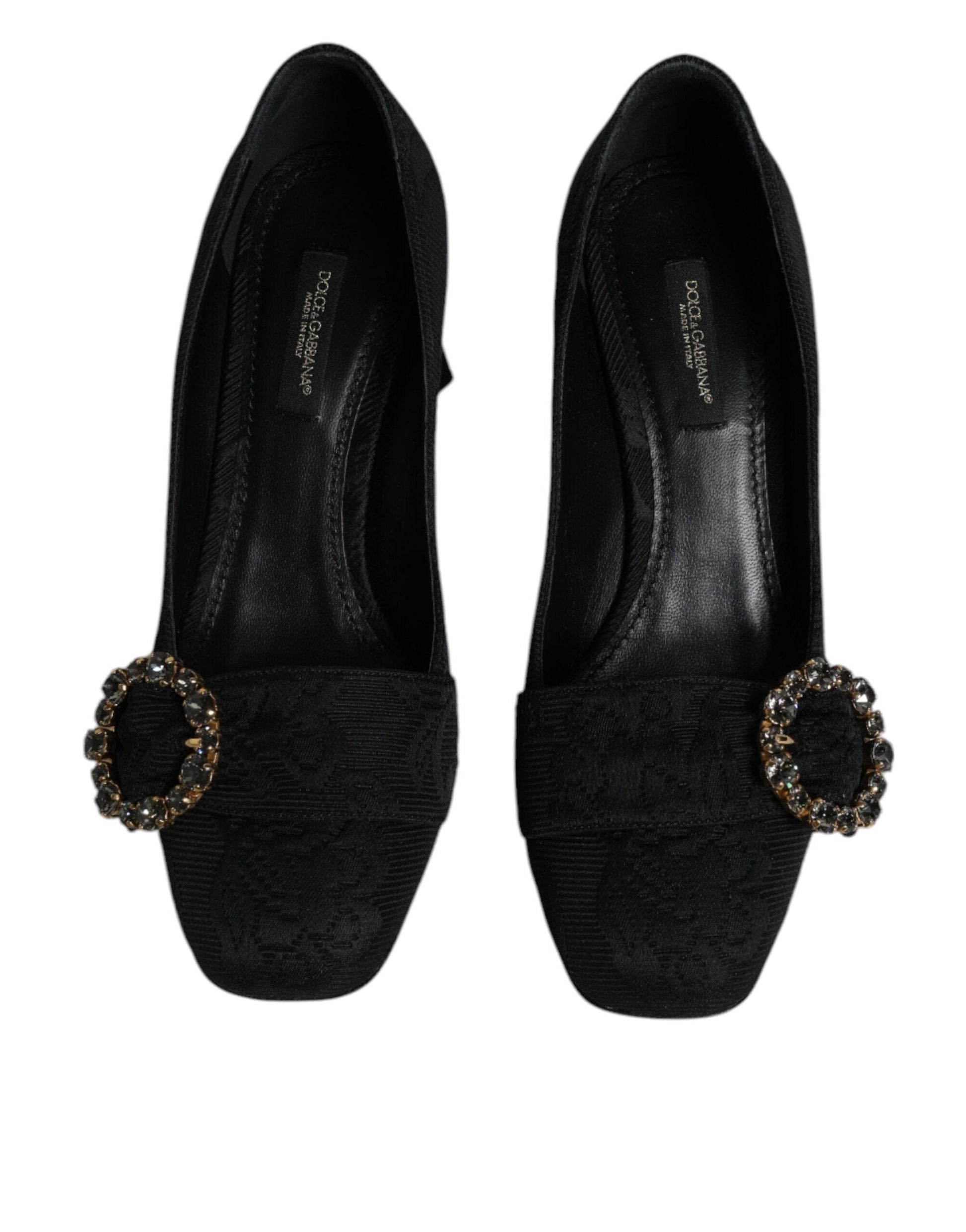 Dolce & Gabbana 37.5 Dolce & Gabbana Black Brocade Crystals Heels Pumps Shoes